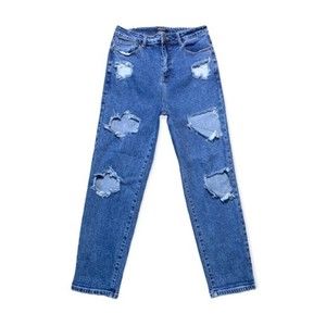 American Bazi Distressed High Rise Straight Leg Jeans Size 13 Juniors